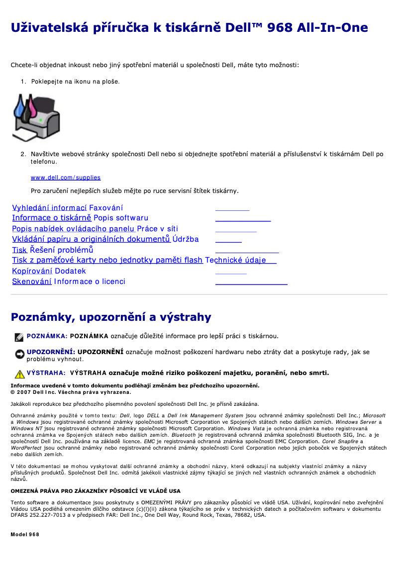 Page 1 of the manual User Manual Dell 968w