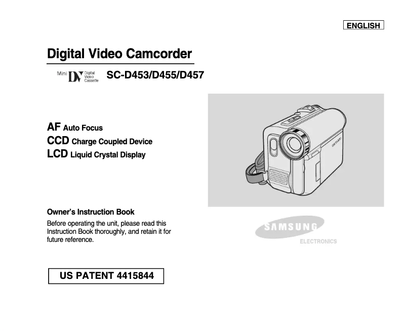 First page image of the manual for SCD455