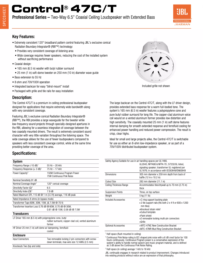 First page image of the manual for Control 47C/T