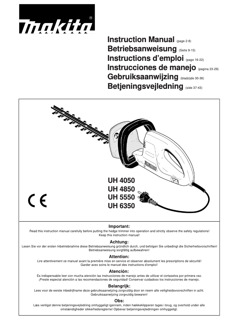 First page image of the manual for UH6350
