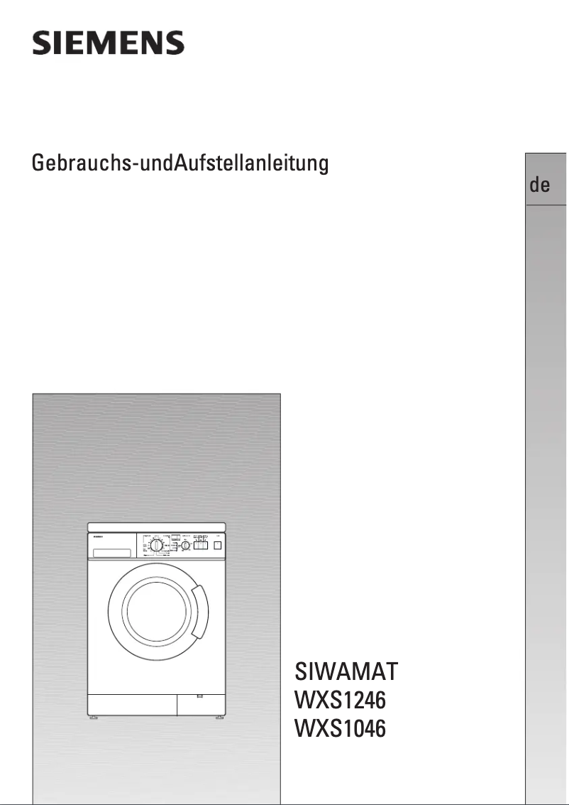 Page 1 of the manual User Manual Siemens Siwamat WXS1246
