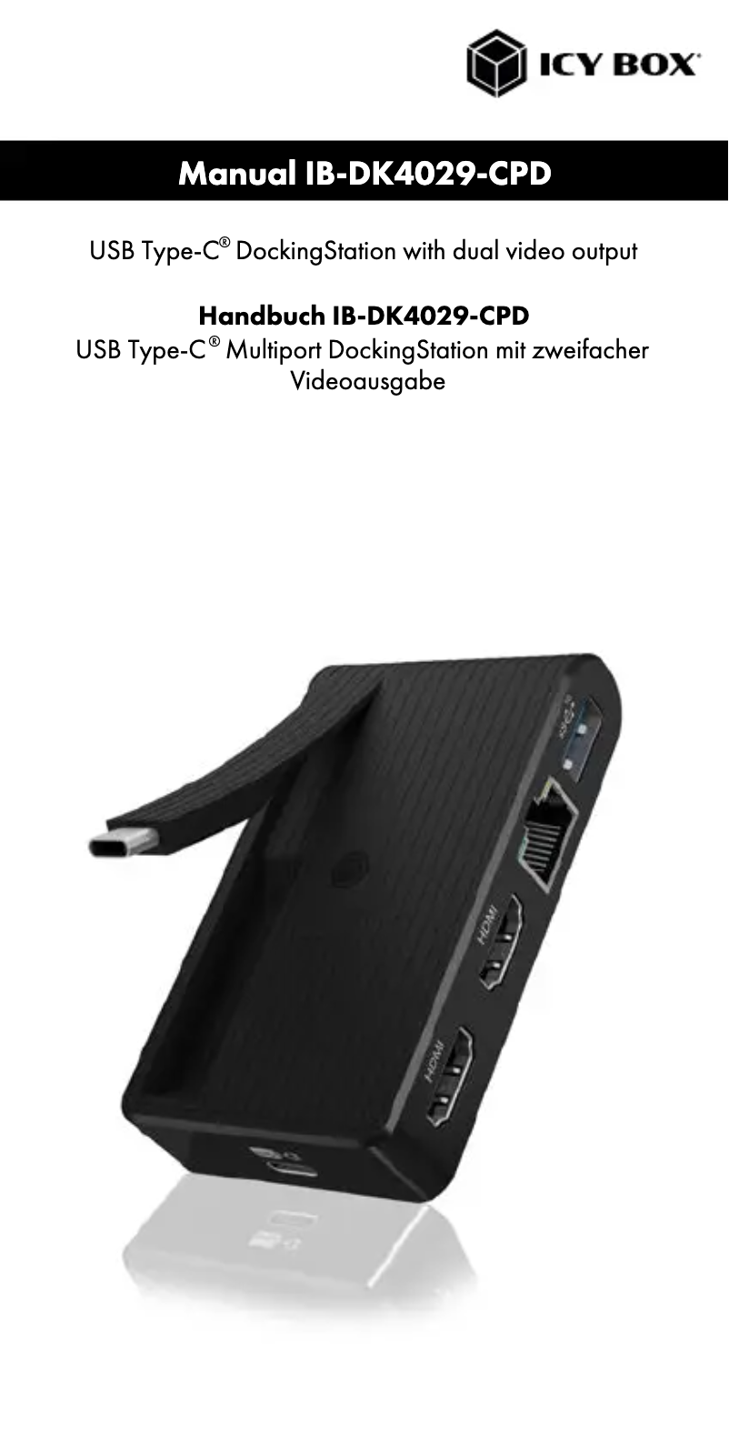 Page 1 of the manual User Manual Icy Box IB-DK4029-CPD