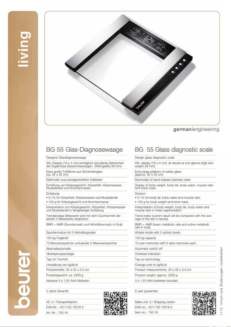 First page image of the manual for BG 55