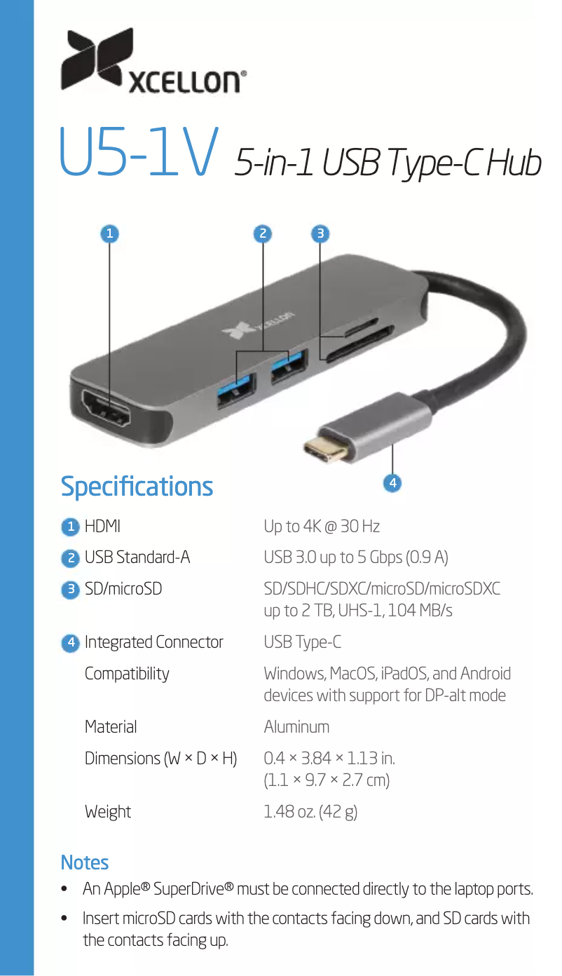 Page 1 of the manual User Manual Xcellon U5-1V