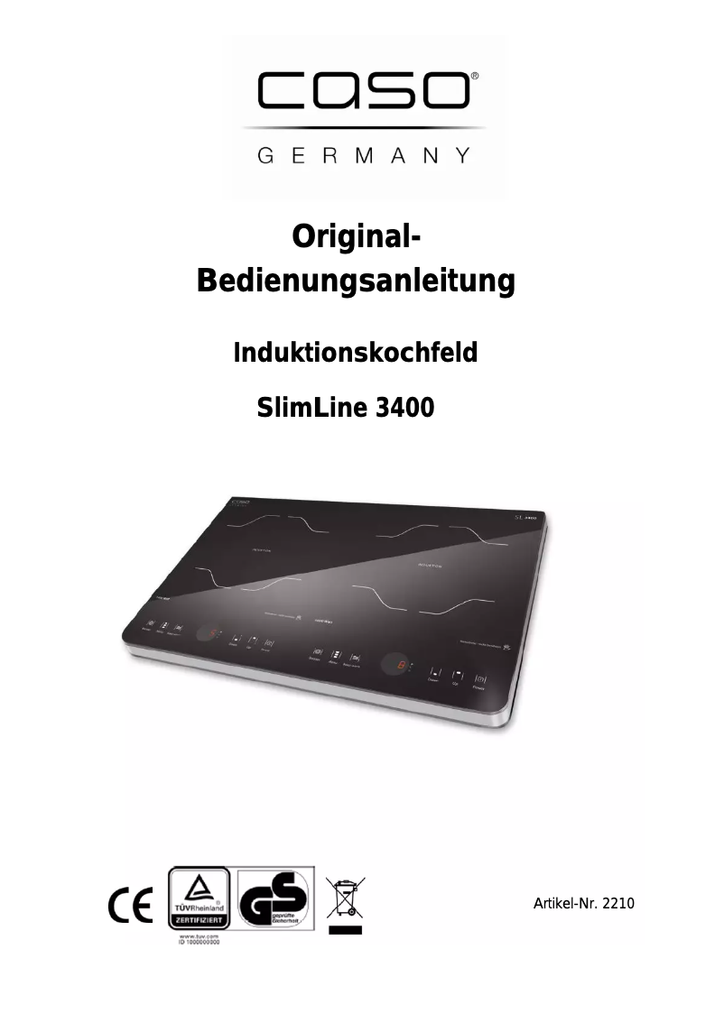 Page 1 of the manual User Manual Caso SlimLine 3400