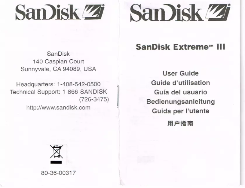 Page 1 of the manual User Manual Sandisk Extreme III