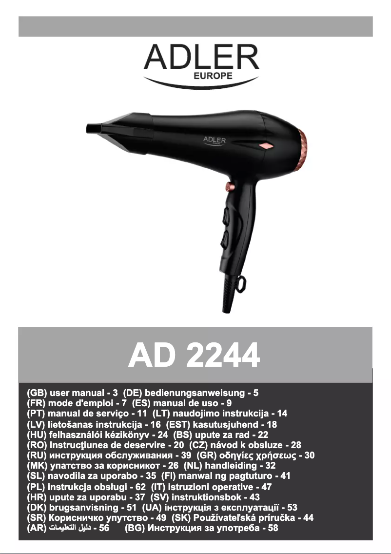 First page image of the manual for AD 2244