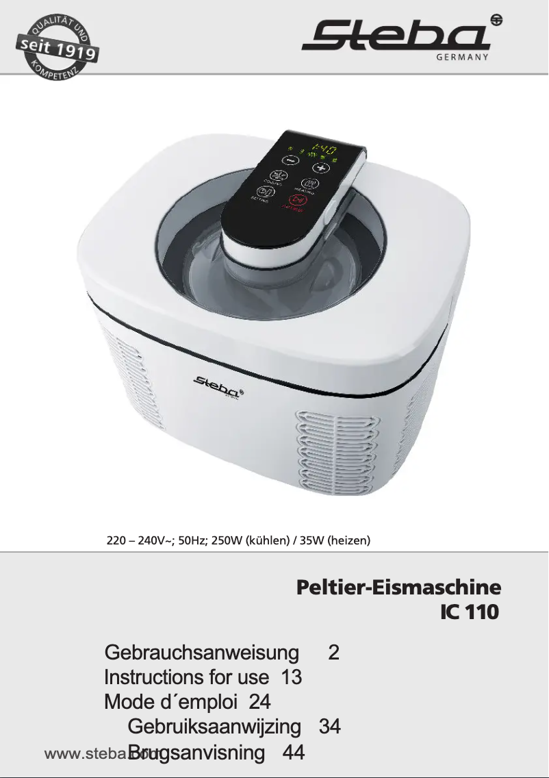 Page 1 of the manual User Manual Steba IC 110