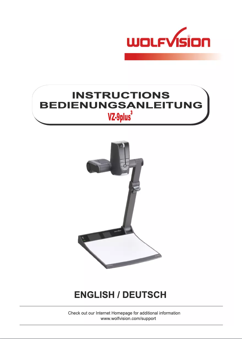 Page 1 of the manual User Manual WolfVision VZ-9plus³
