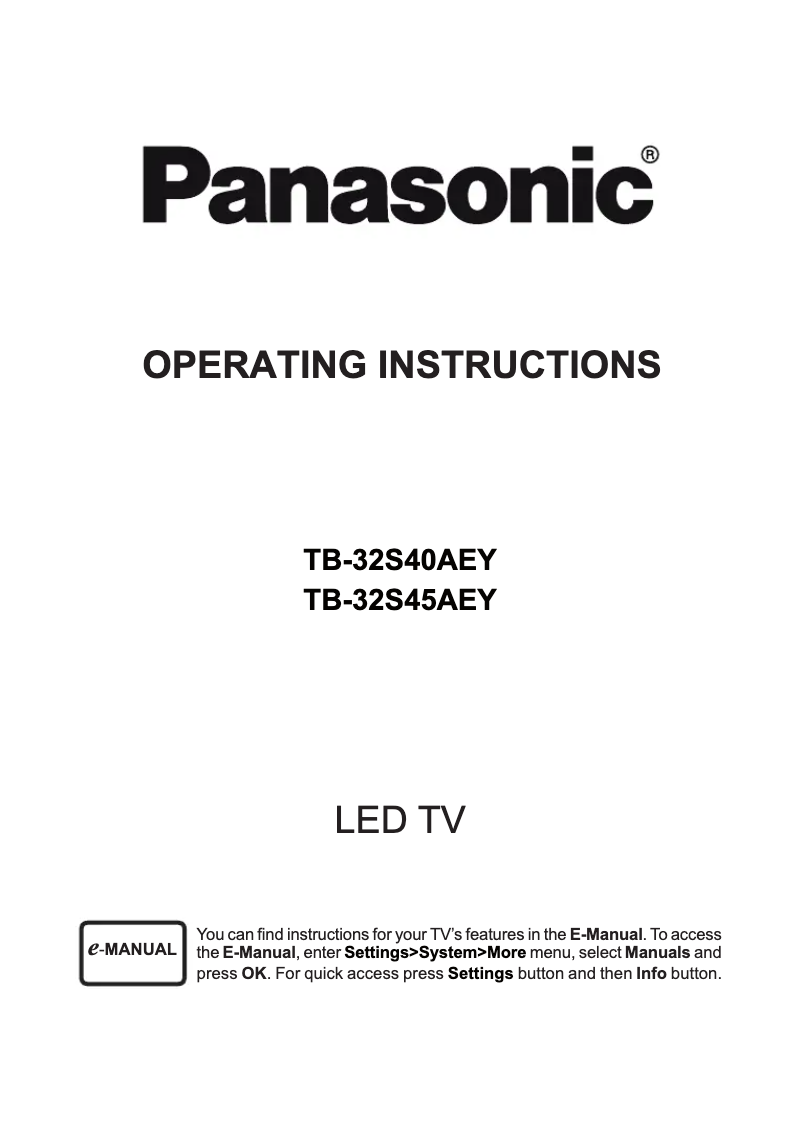 First page image of the manual for TB-32S45AEY