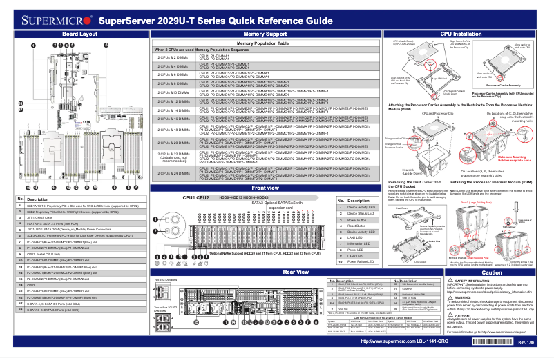 Page 1 of the manual Quick Start Guide Supermicro SuperServer 2029U-TRT