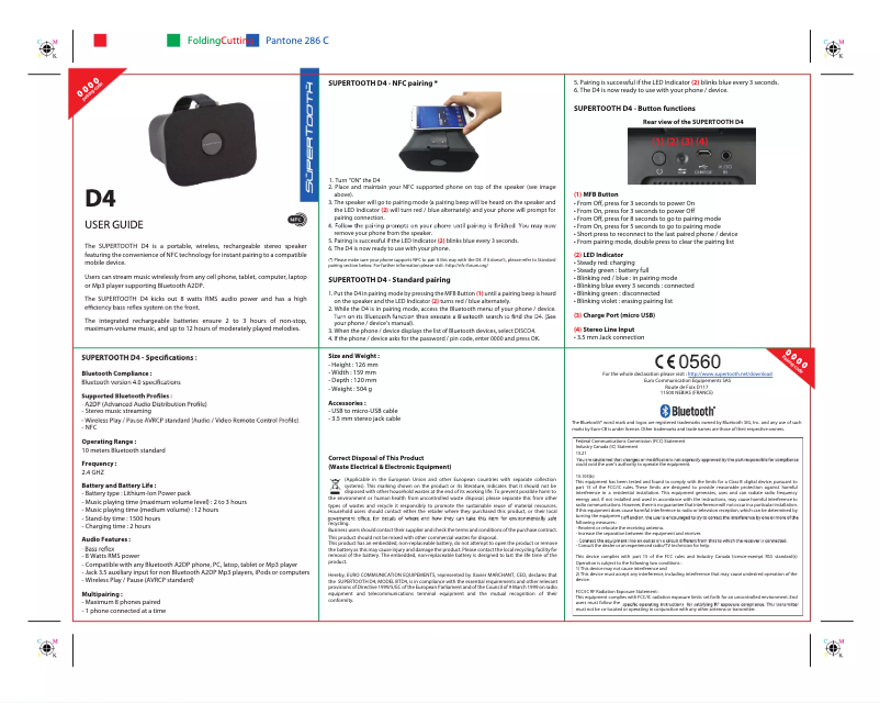 Page 1 of the manual User Manual SuperTooth D4