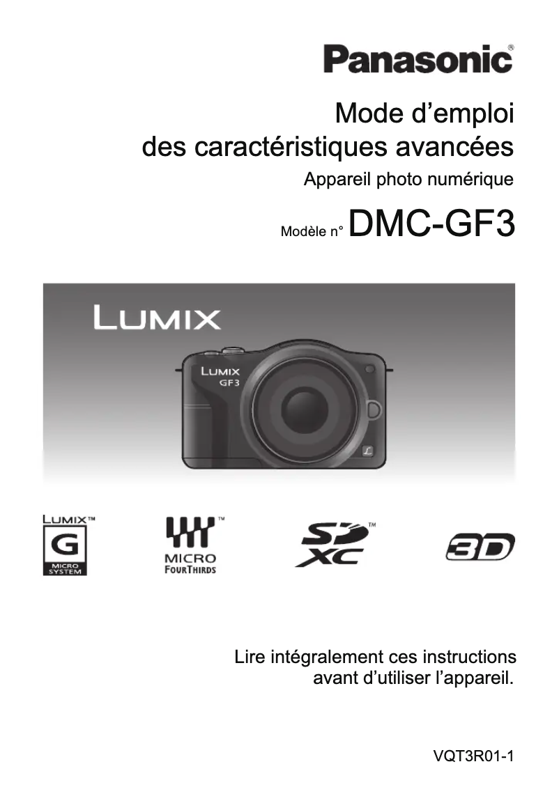 Page 1 of the manual User Manual Panasonic Lumix DMC-GF3