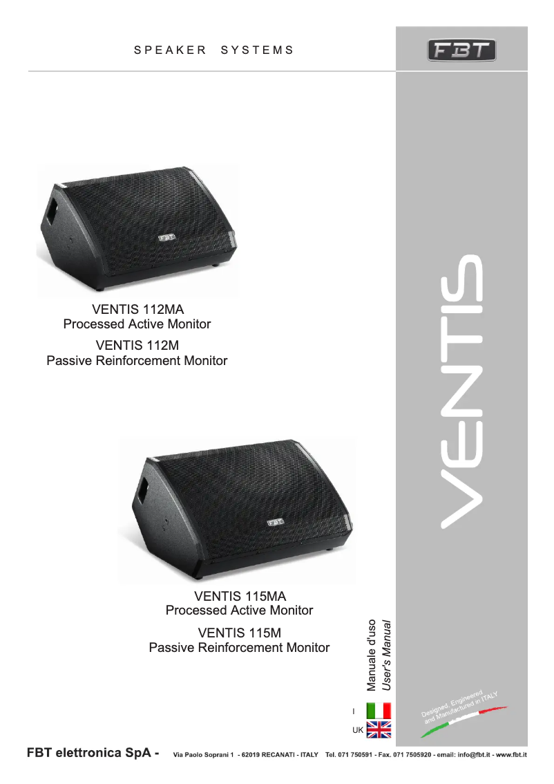 Page 1 of the manual User Manual FBT VENTIS 115MA