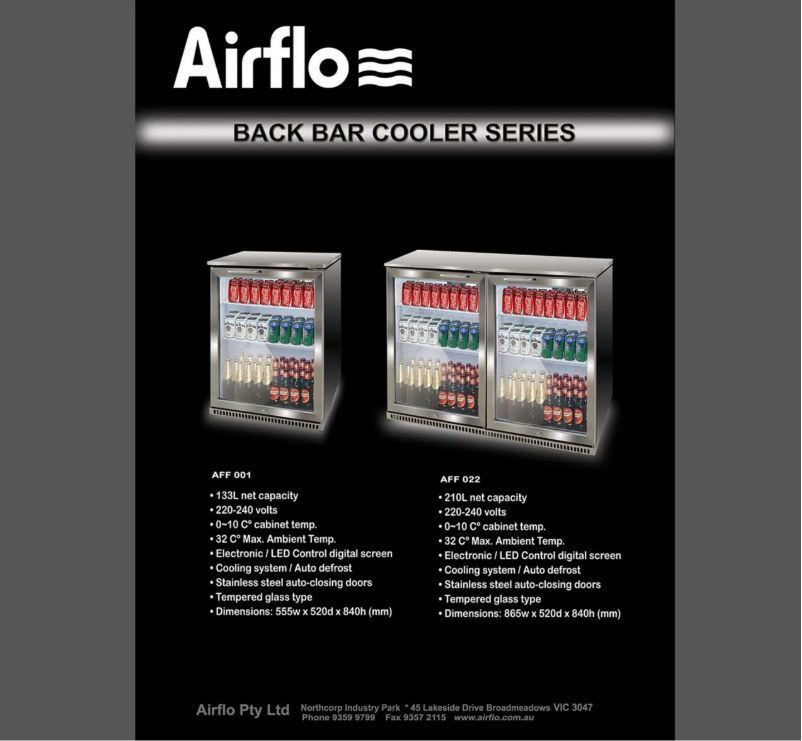 Page 1 of the manual Technical Sheet Airflo AFF022