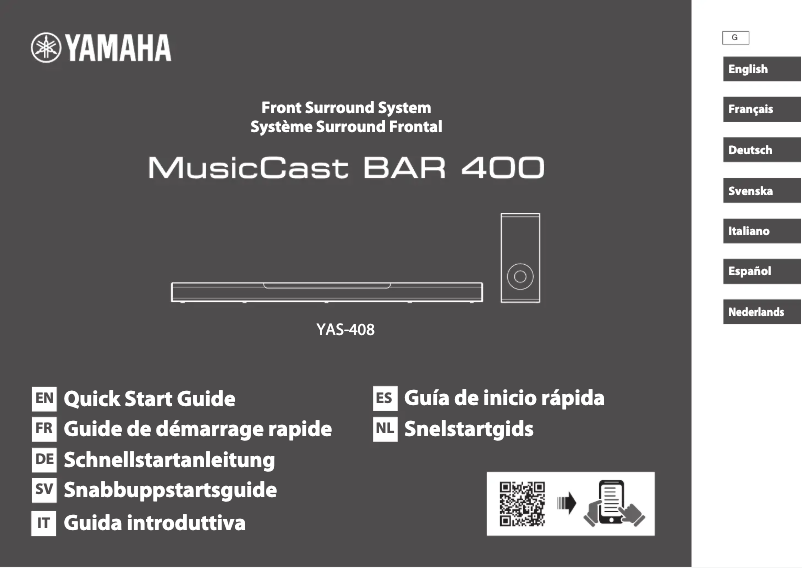 First page image of the manual for MusicCast BAR 400