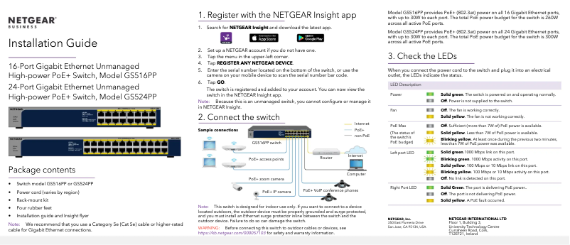 First page image of the manual for GS524PP