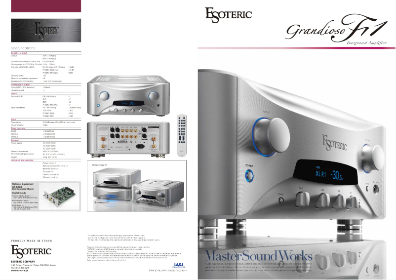 First page image of the manual for Grandioso F1