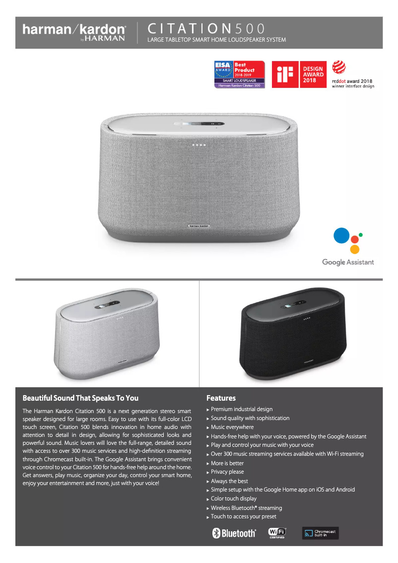 Page 1 of the manual Technical Sheet Harman Kardon Citation 500