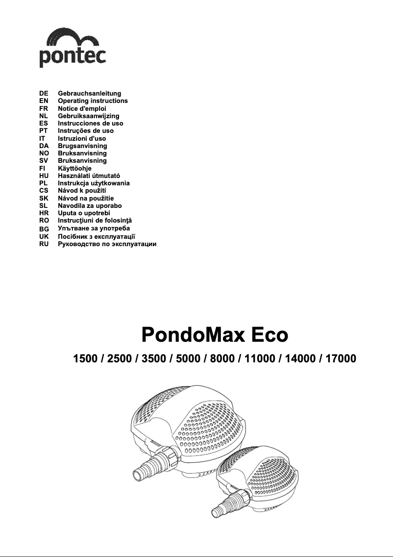First page image of the manual for PondoMax Eco 3500