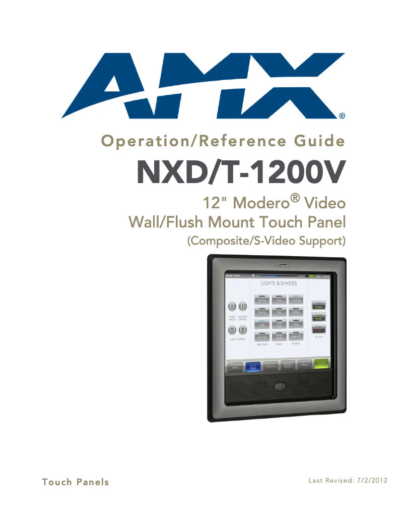 Page 1 of the manual User Manual AMX NXT-1200V