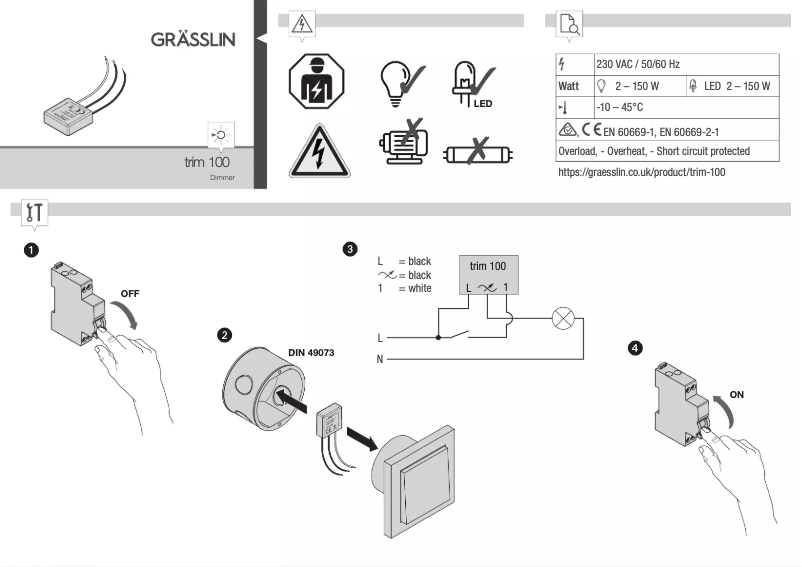First page image of the manual for Trim 100