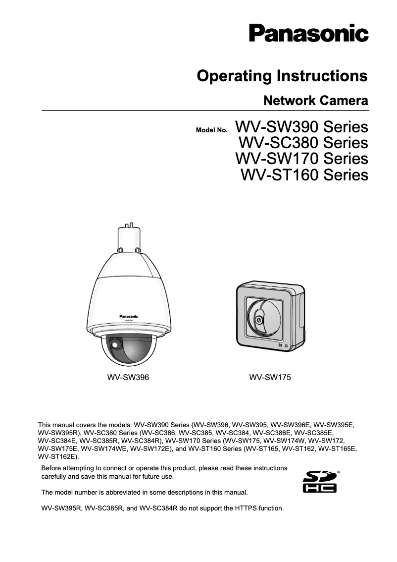 First page image of the manual for WV-ST160