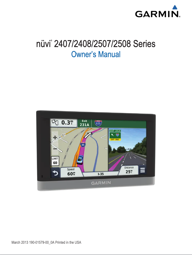 Page 1 of the manual Instruction Manual Garmin nuvi 2547LM