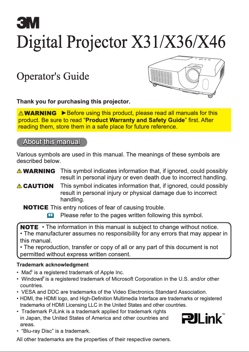 First page image of the manual for X46