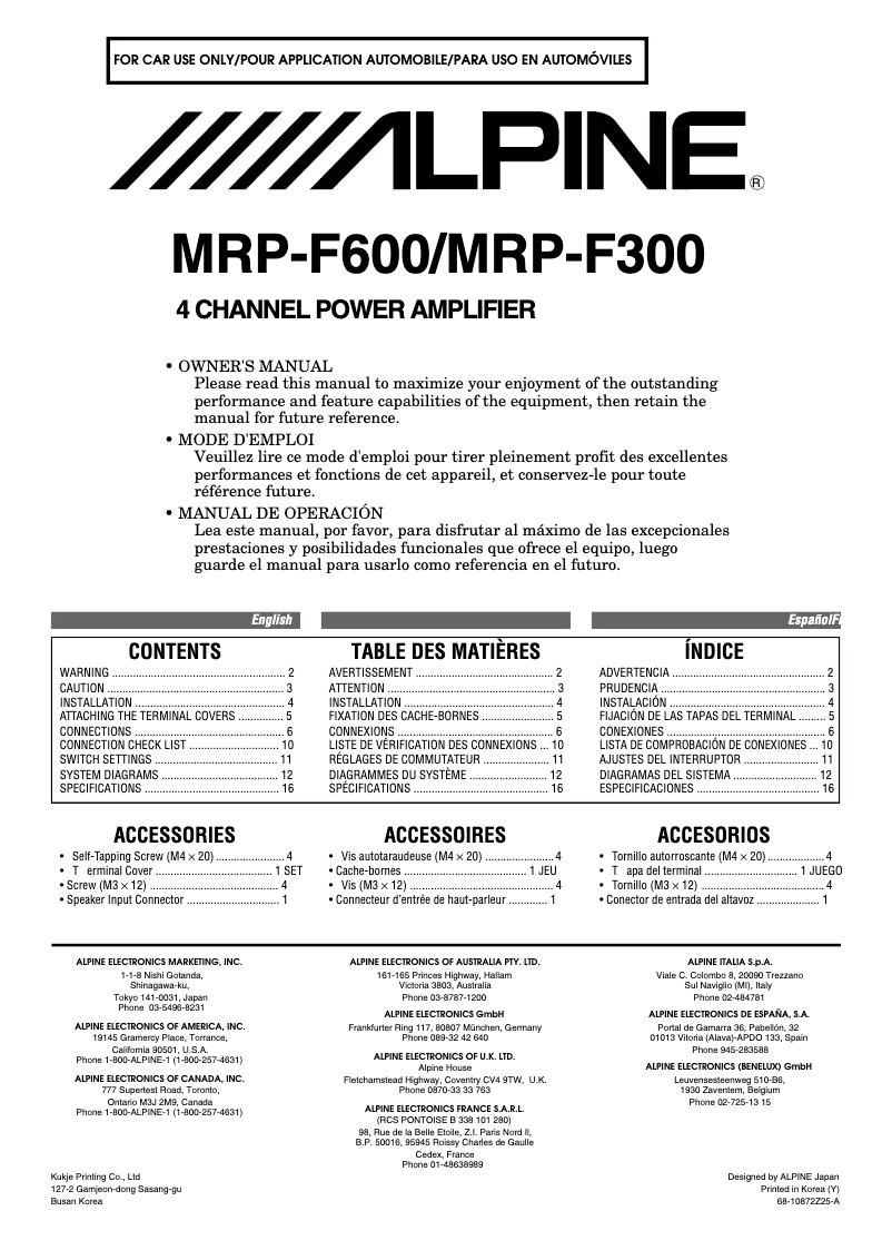 First page image of the manual for MRP-F600