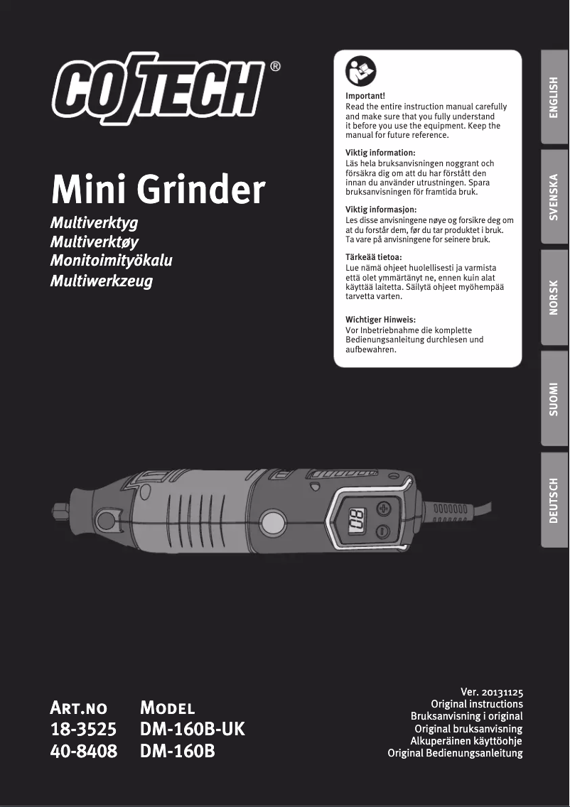 Page 1 of the manual User Manual Cotech DM-160B