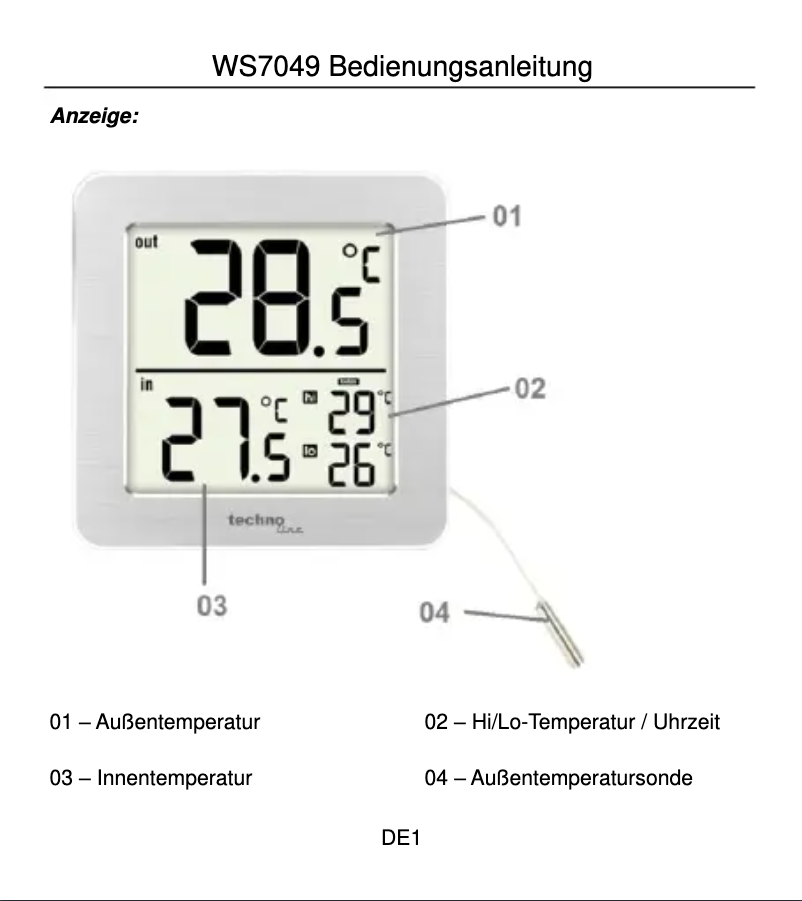 First page image of the manual for WS 7049