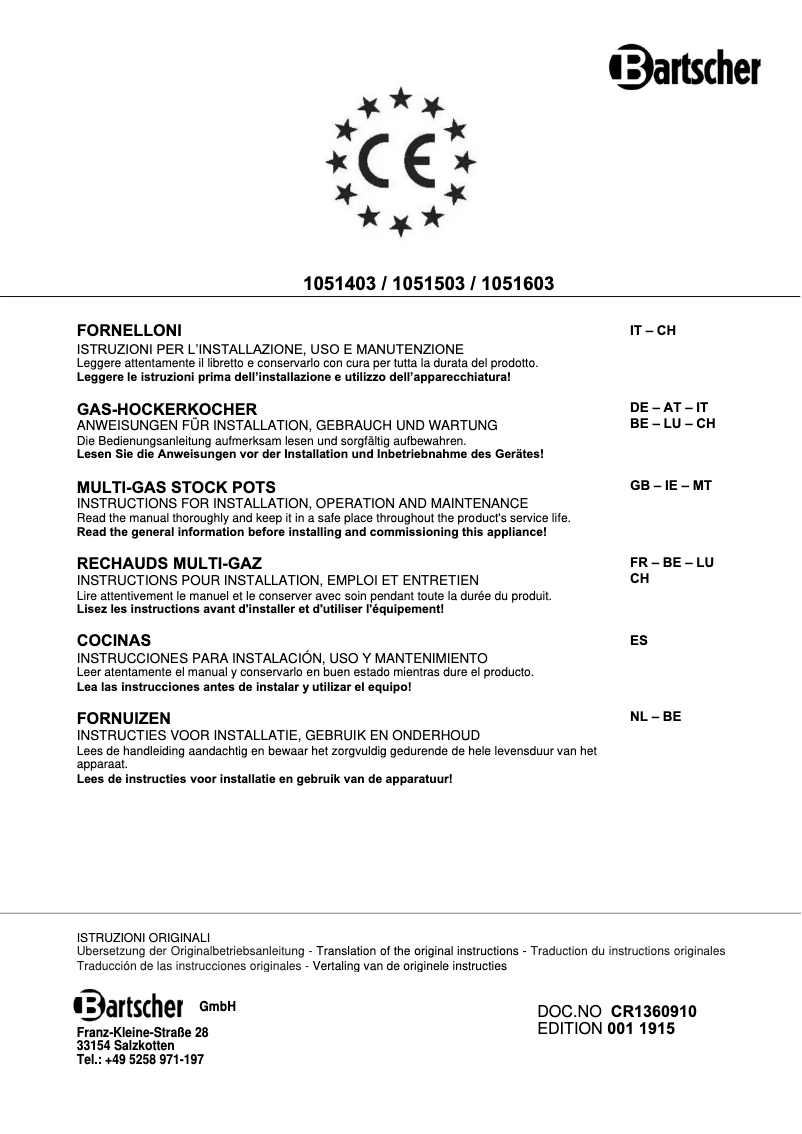 Page 1 of the manual User Manual Bartscher G-2KB 1K700