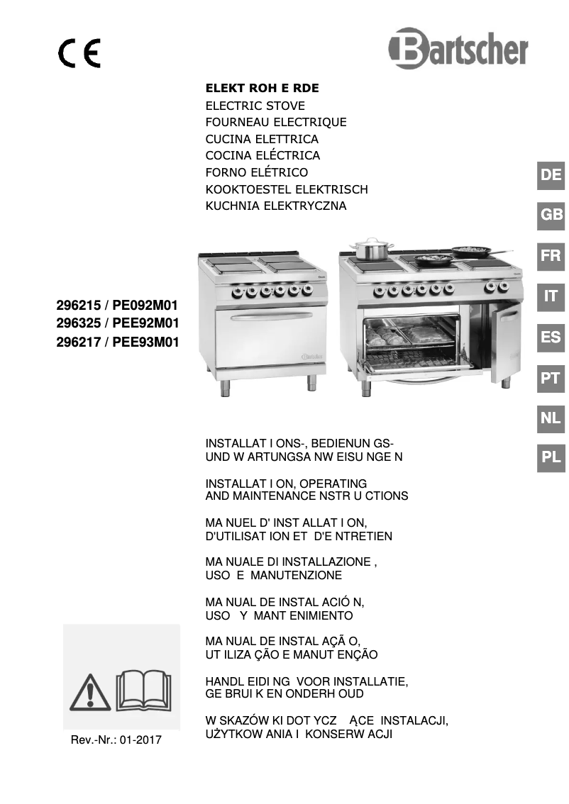 Page 1 of the manual User Manual Bartscher 296217
