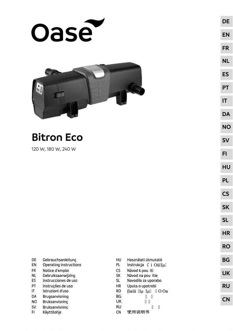 Page 1 of the manual User Manual Oase Bitron Eco 120W