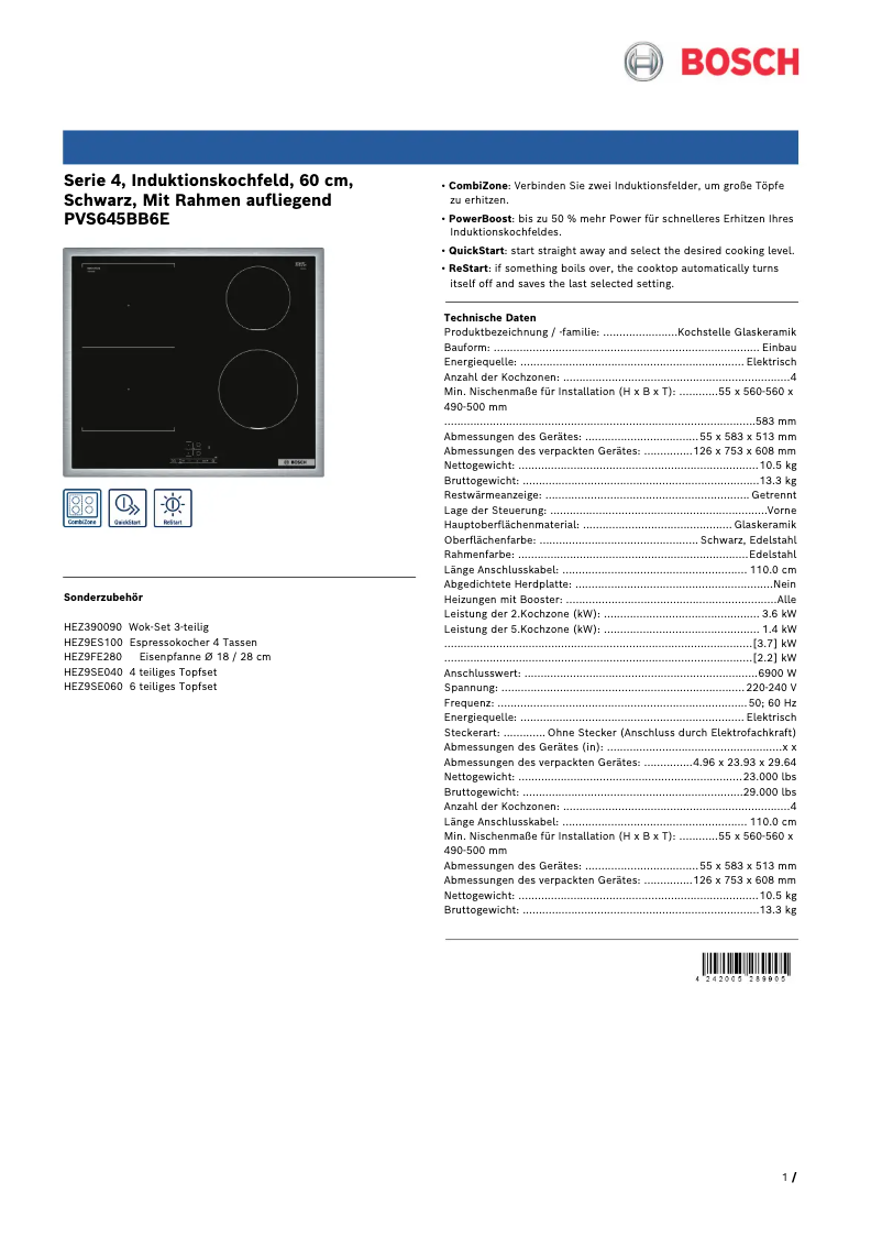 First page image of the manual for PVS645BB6E