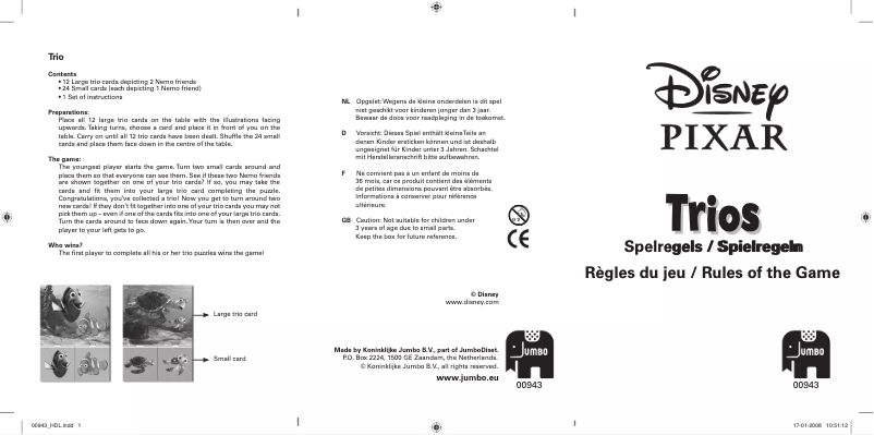 Page 1 of the manual User Manual Jumbo Disney Pixar Trios