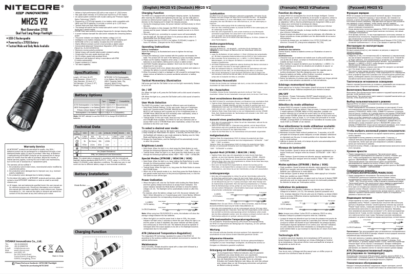 First page image of the manual for MH25 V2