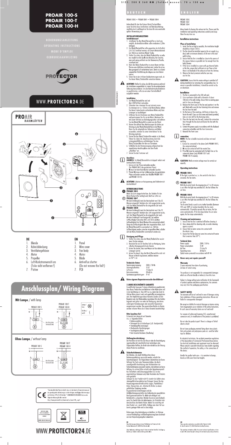 First page image of the manual for ProAir 100-T