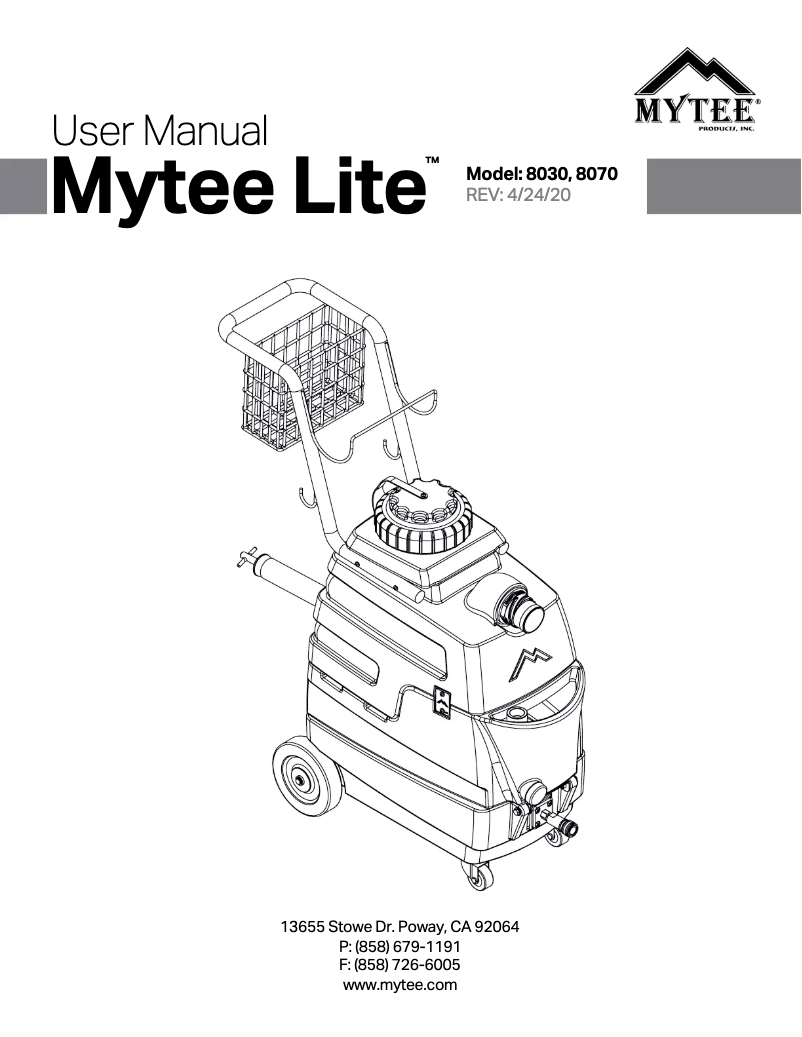 First page image of the manual for Lite 8070-SS