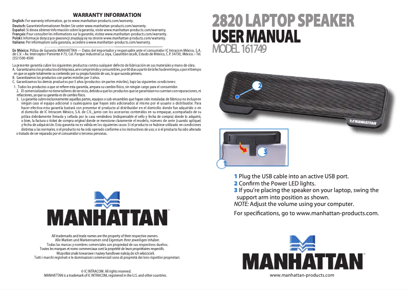 Page 1 de la notice Manuel utilisateur Manhattan 2820