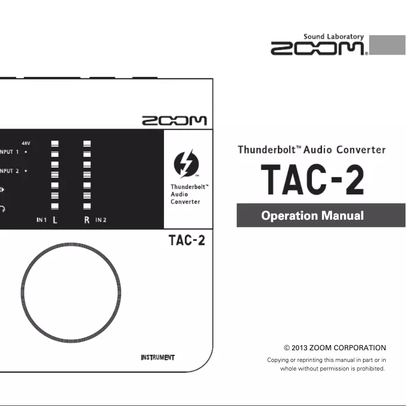 First page image of the manual for TAC-2