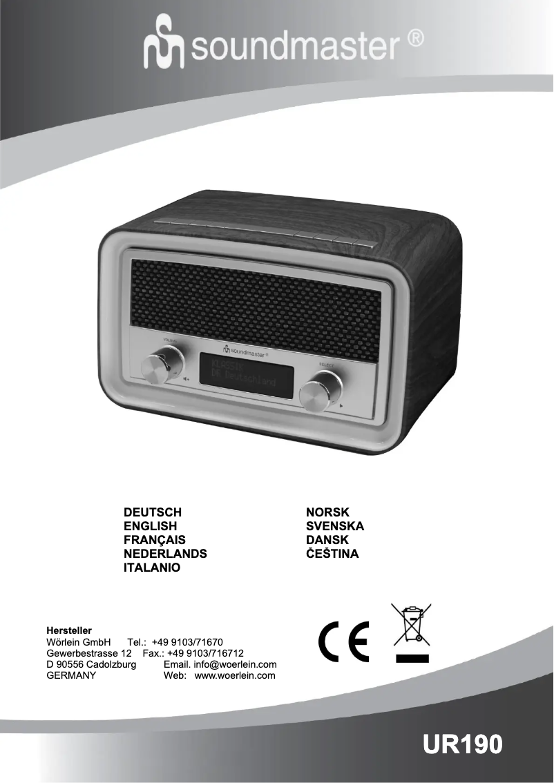 First page image of the manual for UR190WE