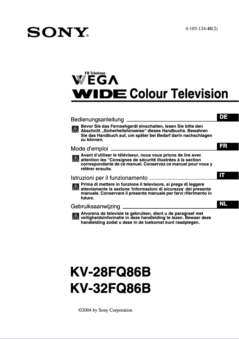 Page 1 of the manual User Manual Sony KV-32FQ86B