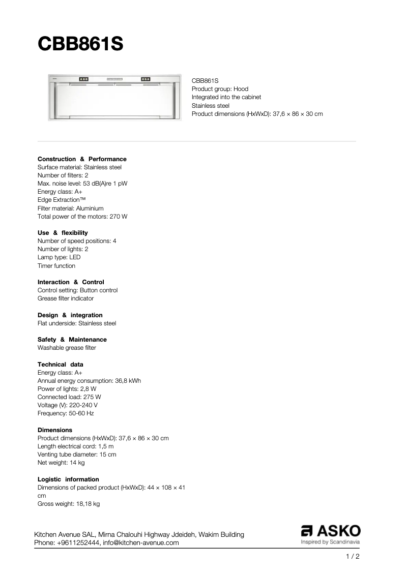 First page image of the manual for CBB861S