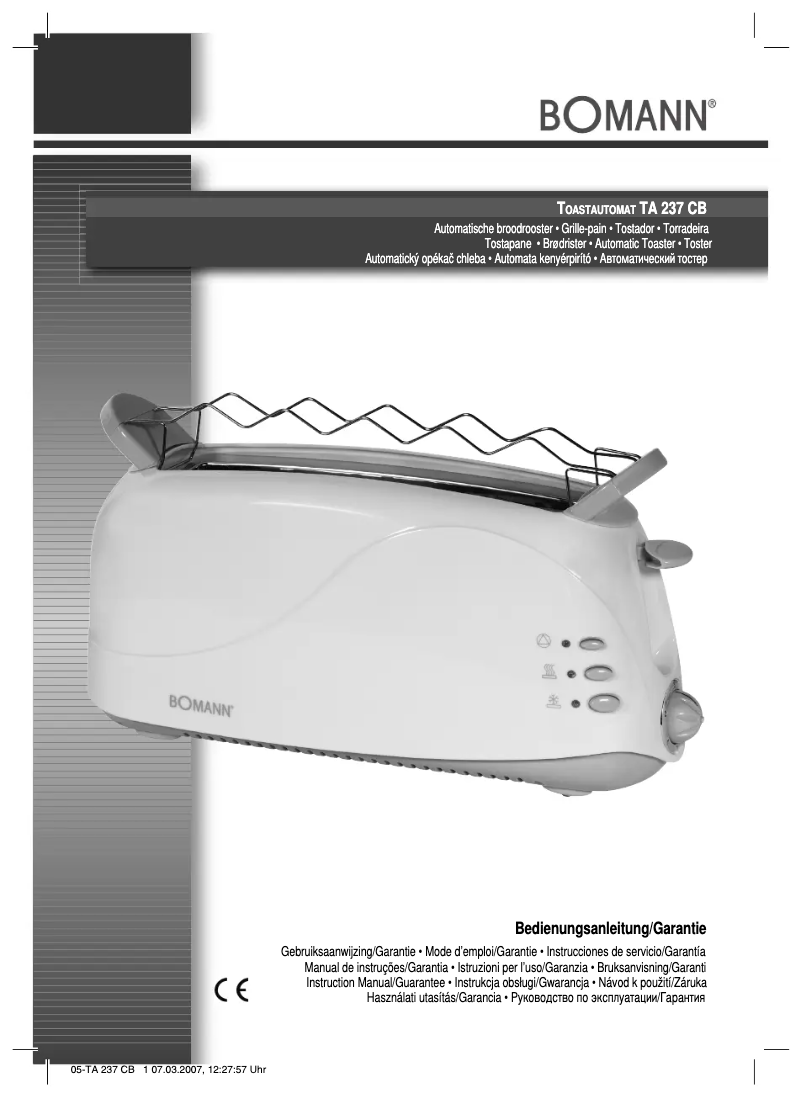 Page 1 of the manual User Manual Bomann TA 237 CB
