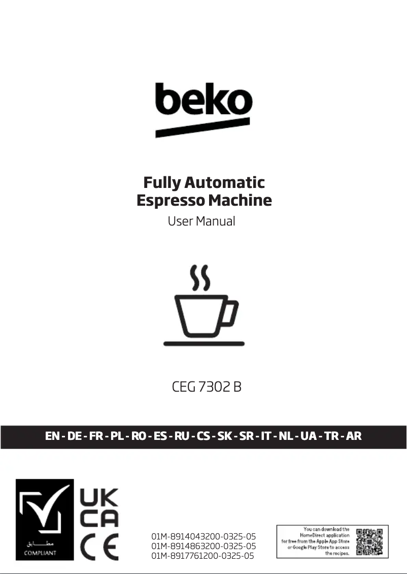 Page 1 of the manual Technical Sheet Beko CEG 7302 B