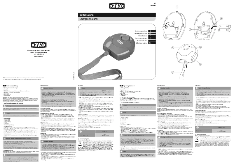 Page 1 of the manual User Manual Xavax 00111991