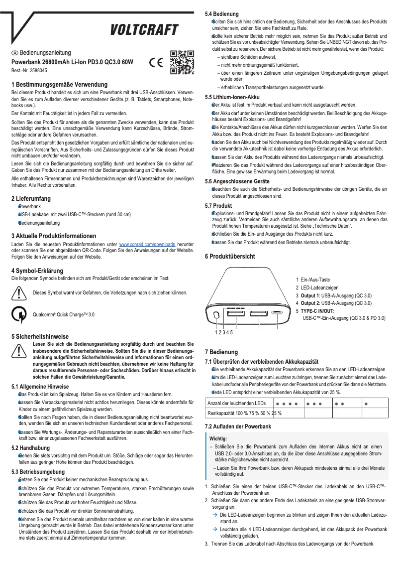Page 1 of the manual User Manual Voltcraft VC PB PD60W