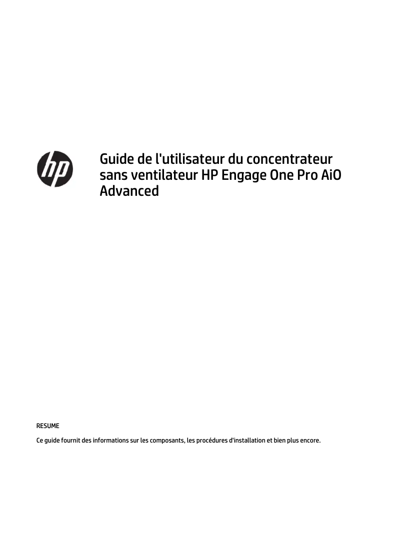 Page 1 of the manual User Manual HP Engage One Pro AIO